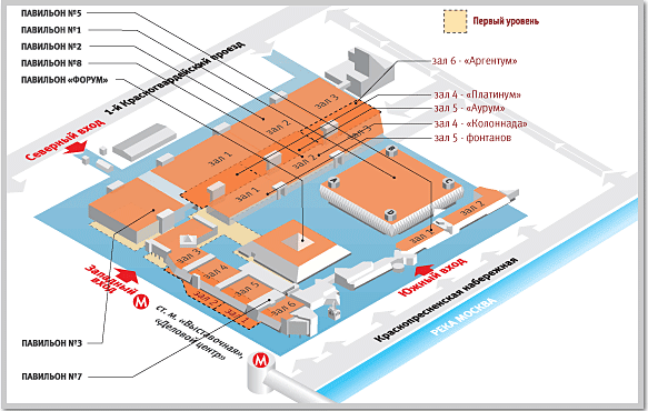 Схема павильонов на выставке  «Металлообработка-2018» (Москва)