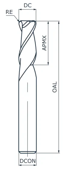Фреза концевая твердосплавная APL100-CRCM4-140-032-100, с радиусом при вершине, ØD 14 мм