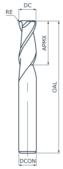 Фреза концевая твердосплавная AAL150-CRCM3-160-036-050, с радиусом при вершине, ØD 16 мм