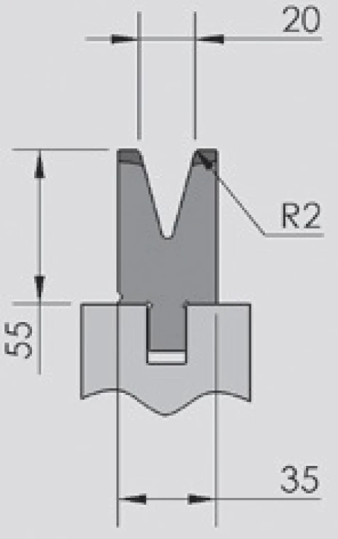 Матрица OZU-063/1, H=55 мм, V=20 мм, α=30°, 515 мм