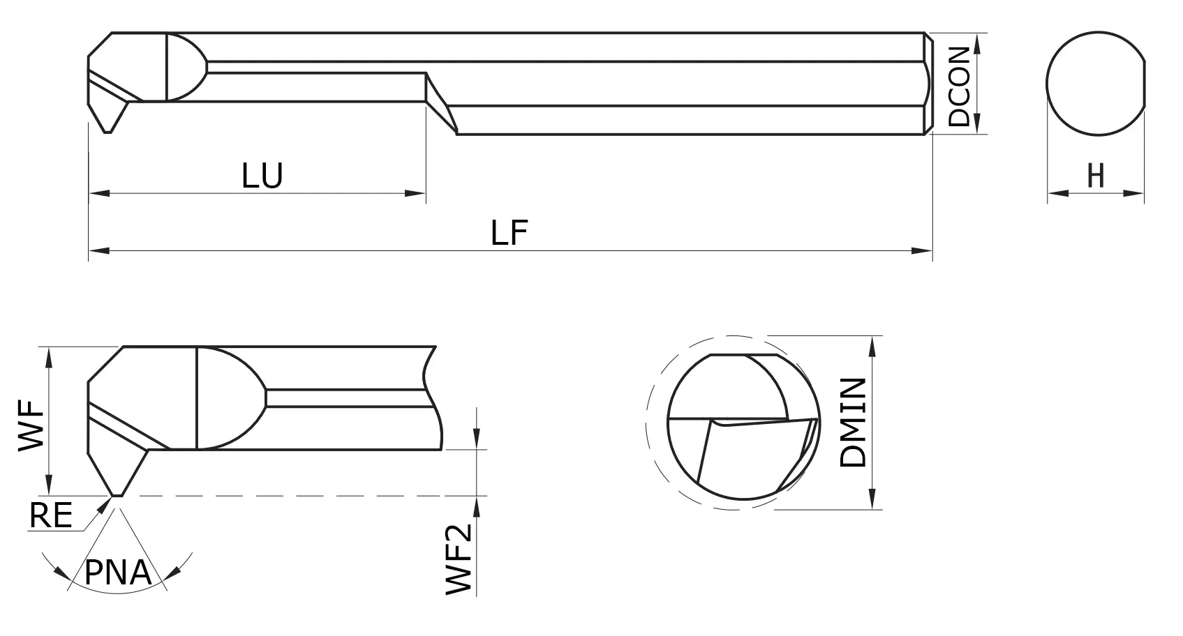 Мини-резец резьбовой MKRER-040-100-600-HS