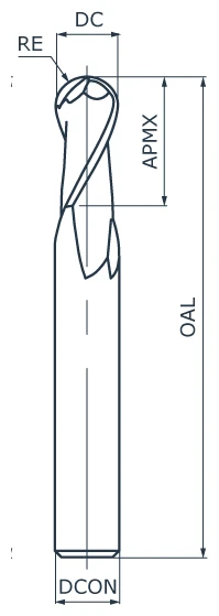 Фреза концевая твердосплавная APL100-BNCM2-140-026-700, сферическая, ØD 14 мм