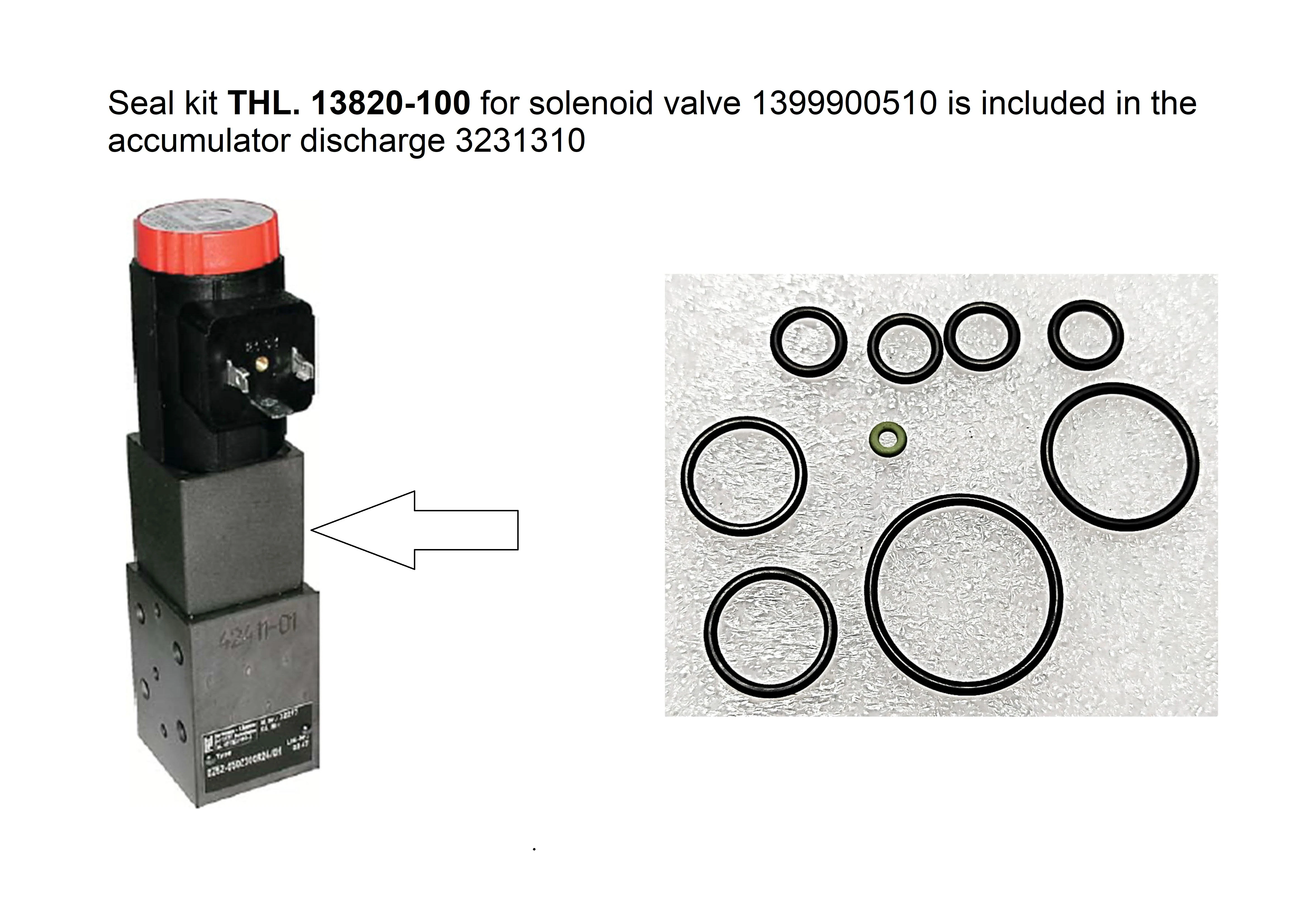 Комплект уплотнений электромагнитного разрядного клапана  13820-10010