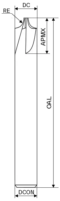 Фреза концевая твердосплавная BGA01-ORCS2-140-024-600-SE, с обратным радиусом, ØD 14 мм