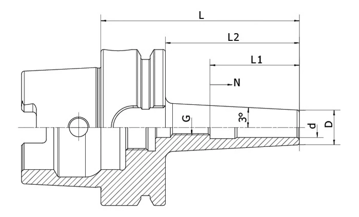Термозажимной патрон AdvaCut HSK63A, ø=3мм, H=160мм, с уклоном 3°; DIN 69893; G2.5