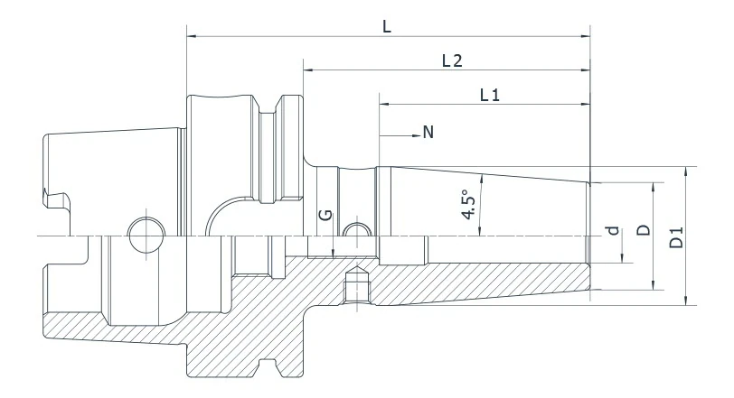 Термозажимной патрон AdvaCut HSK100A, ø=20мм, H=200мм, с уклоном 4.5°; DIN 69893; G2.5