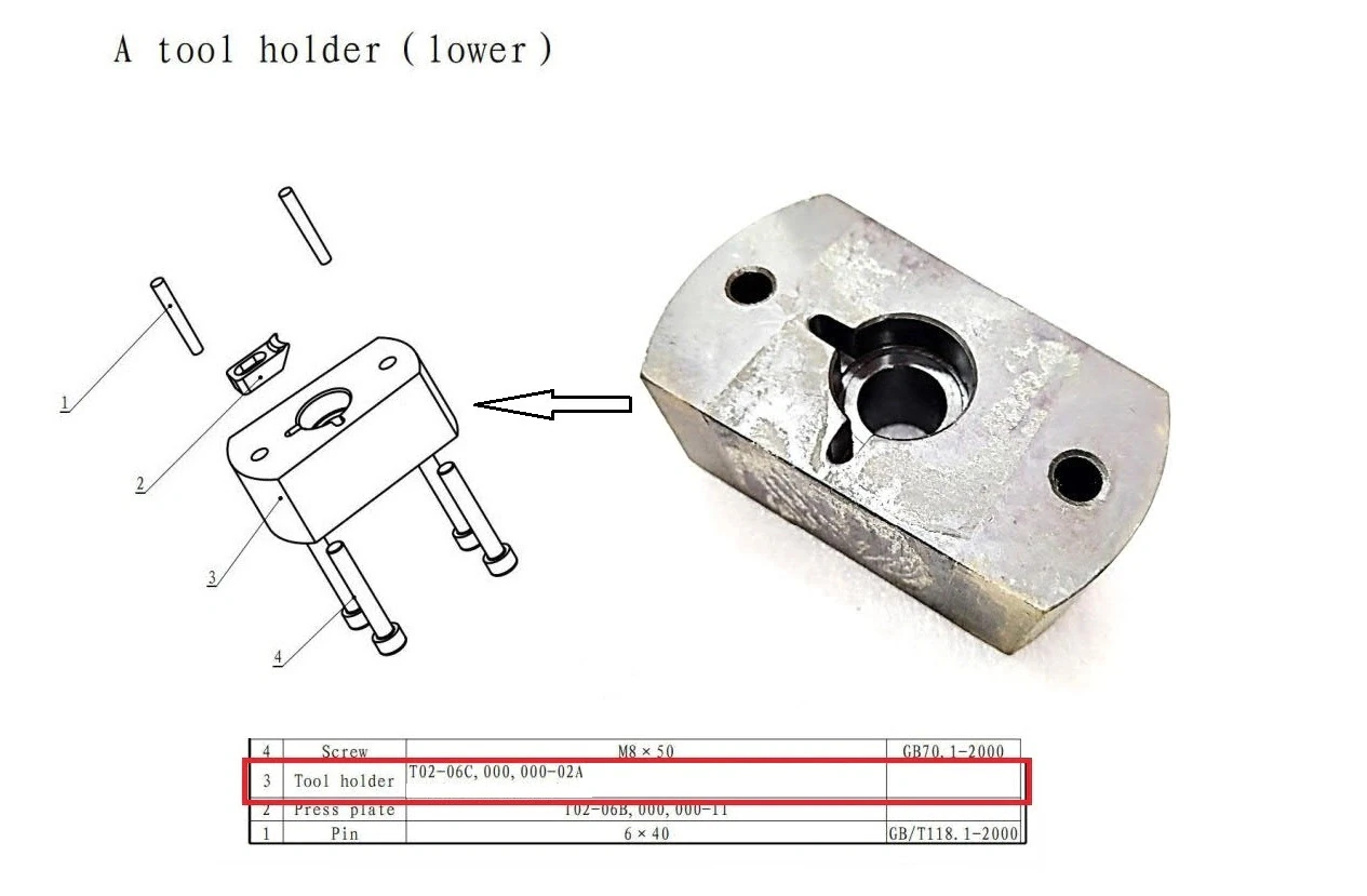 Нижний держатель инструмента, станция А, (для револьвера ABCD) T02-06C,000,000-02A