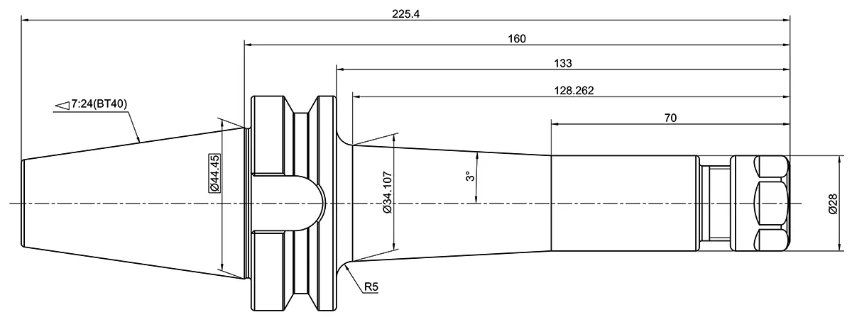 Цанговый патрон c мини гайкой AdvaCut BT40 ER16, ø1-10 мм, H=160T; MAS403/BT; AD; G6,3