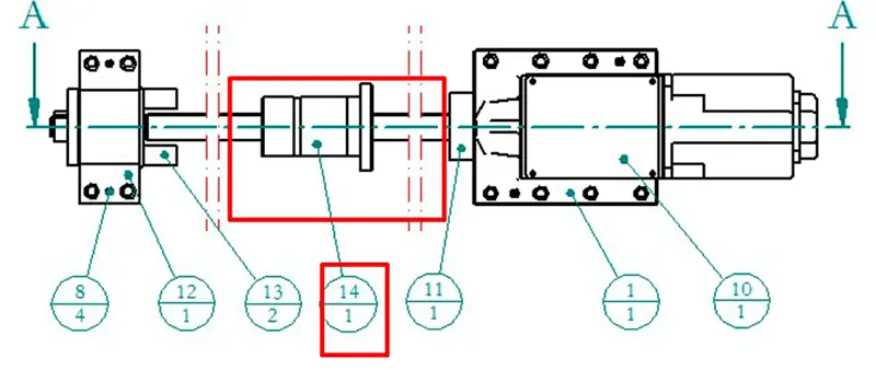 Шарико-винтовая пара оси У, 32-16-938