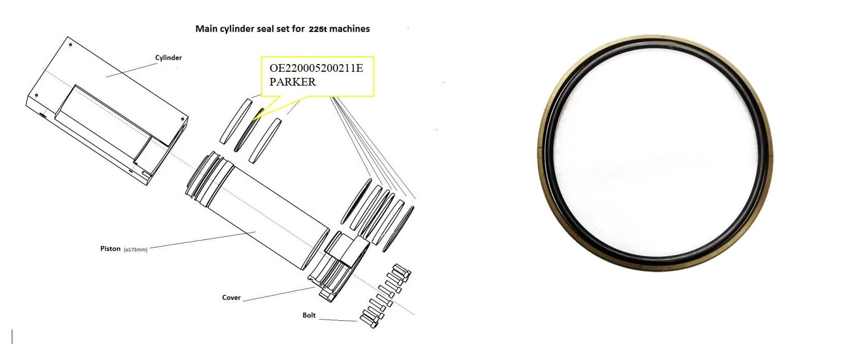 Уплотнительное кольцо OE220005200211E PARKER, 225T