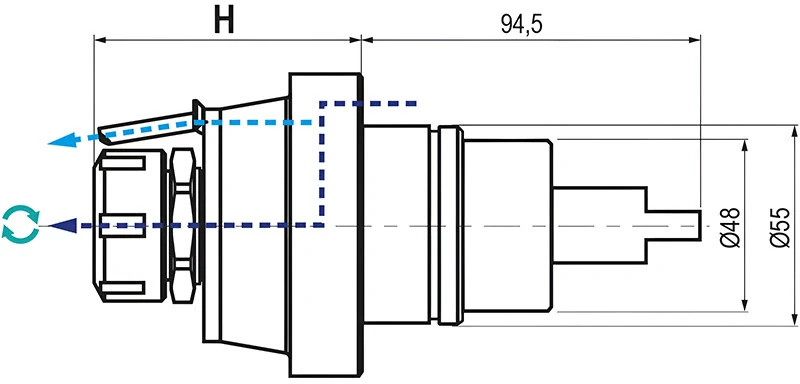 Приводной прямой блок AdvaCUT BMT55, ER-32, T=1:1, RPM=6000, H=83,5 (BIGLIA), внутр. СОЖ