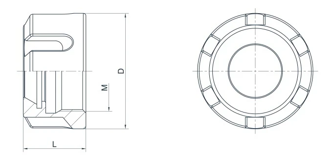 Зажимная гайка UM для цангового патрона ER16, M22x1.5