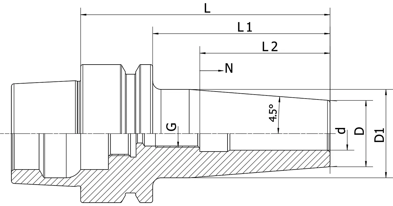Термозажимной патрон AdvaCut HSK40E, ø=16мм, H=90мм, с уклоном 4.5°; DIN 69893; G2.5