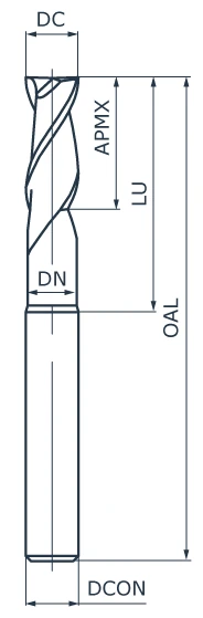 Фреза концевая твердосплавная APL131-SQFN2-0040-0025-000, обниженная шейка, ØD 0,4 мм