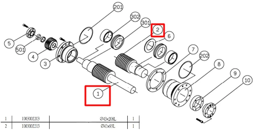 Червячный вал поворотного стола MNC-251R-2TE7