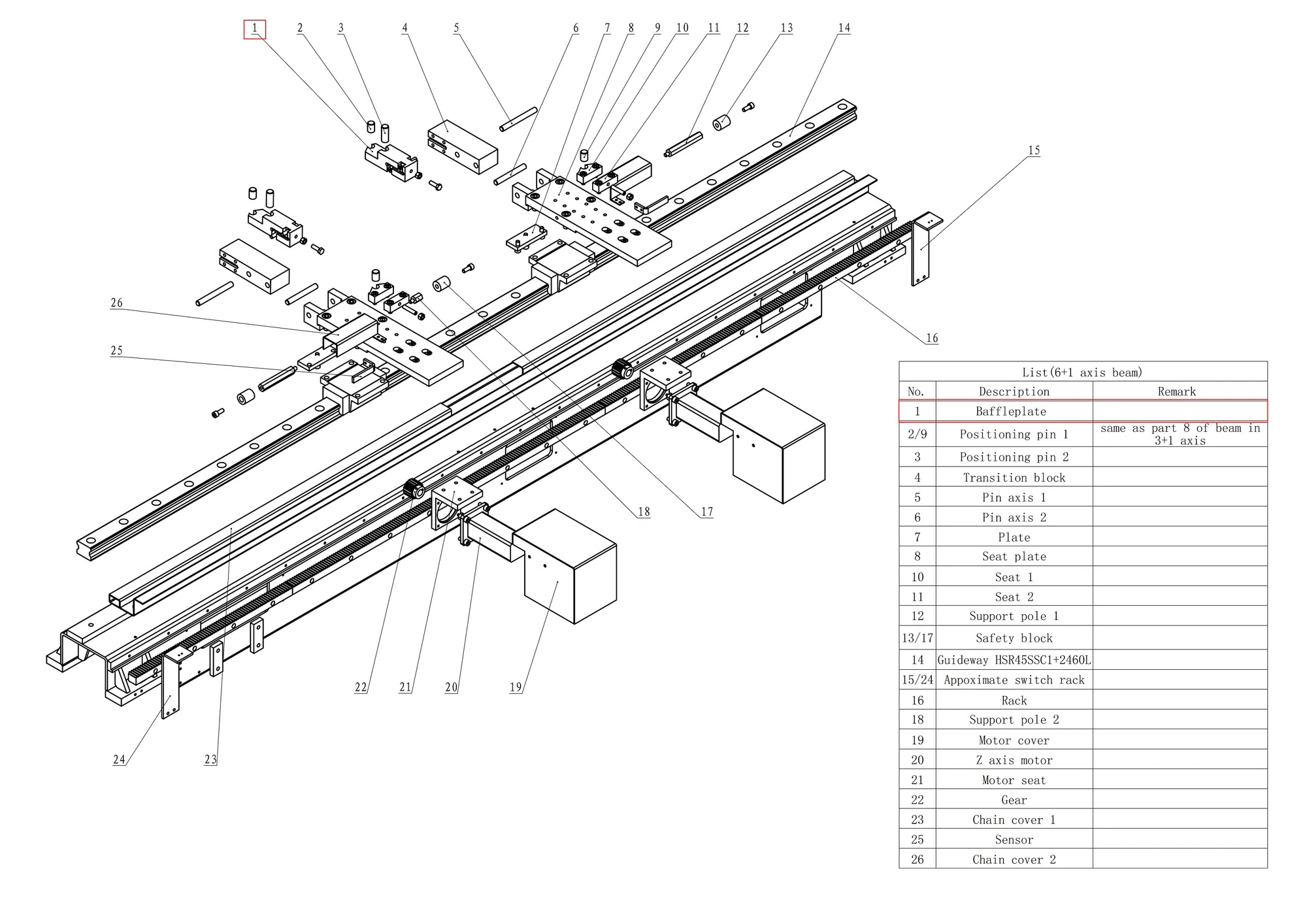 Задний упор AMB, правый, 6+1 осей