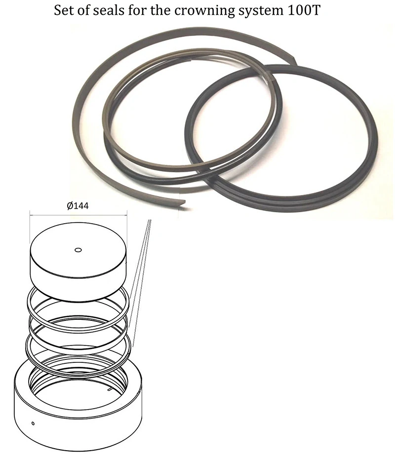 Комплект уплотнений для цилиндра бомбирования 100T (144мм)