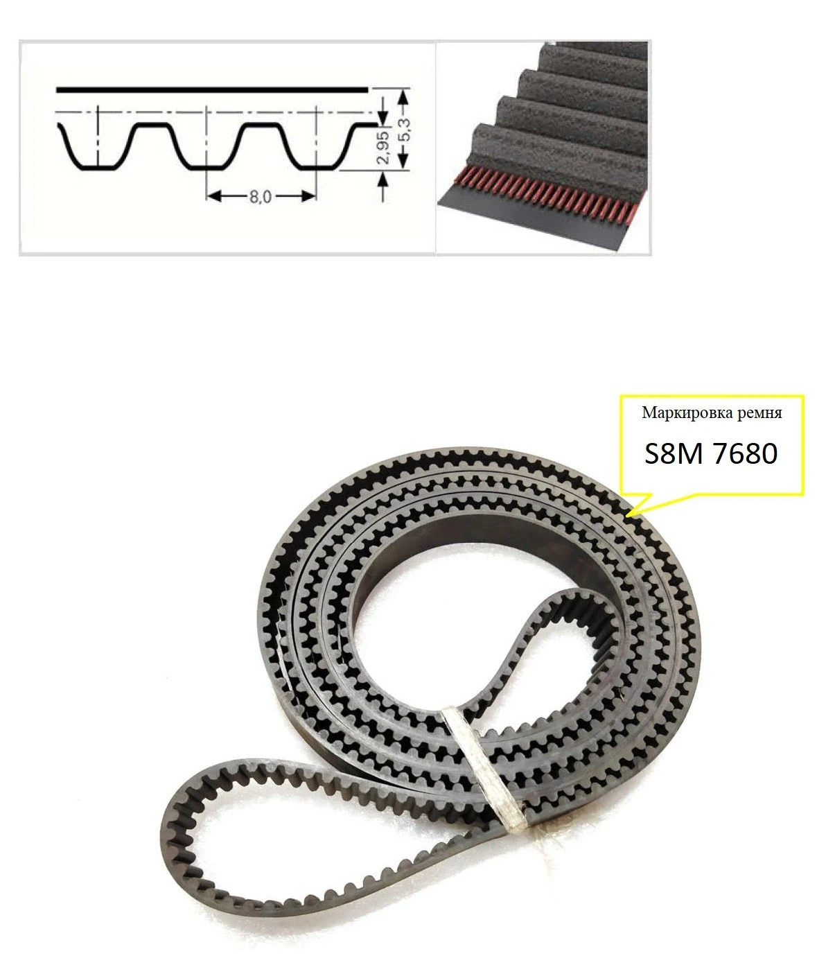 Зубчатый ремень оси R S8M-7680