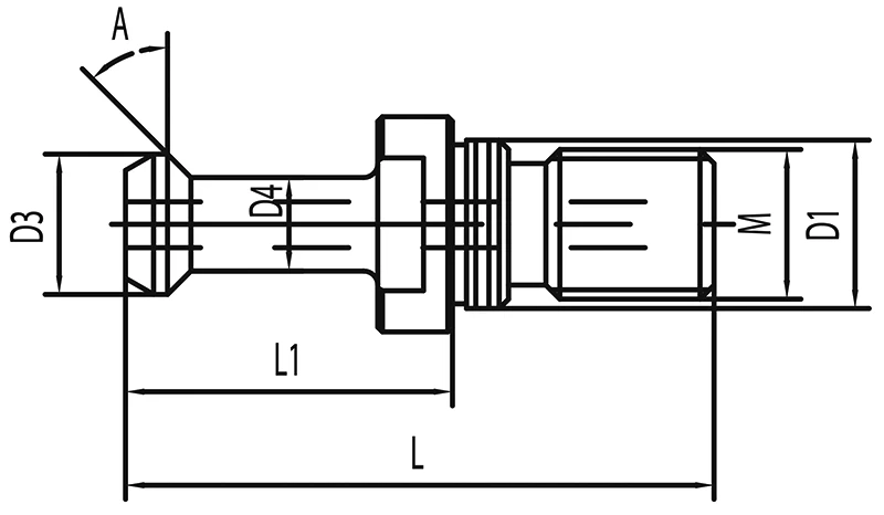 Болт тяговый (штревель) с отверстием, с кольцом, 45°, SK40 DIN69871, 1шт.