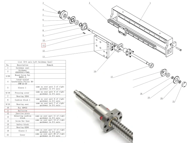 Шарико-винтовая пара оси Х, PR6C22541