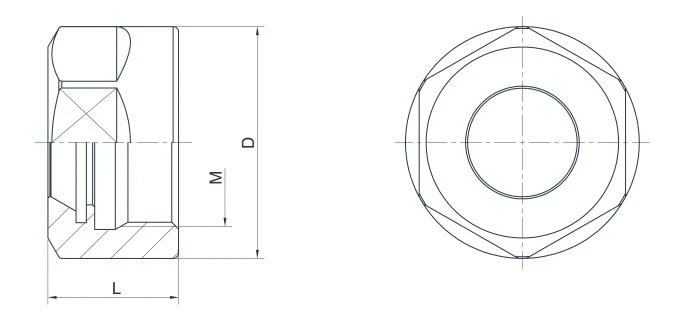 Зажимная шестигранная гайка HEX для цангового патрона ER16, M22x1.5