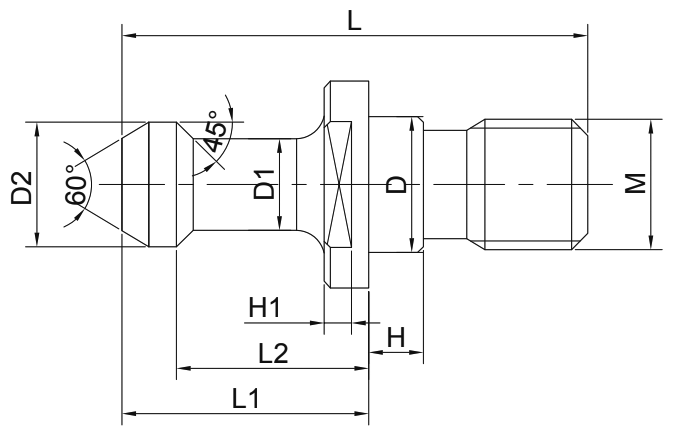 Штревель BT для оправок MAS 403/BT-BBT (чертеж)