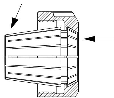 Извлечение ER цанги из патрона: